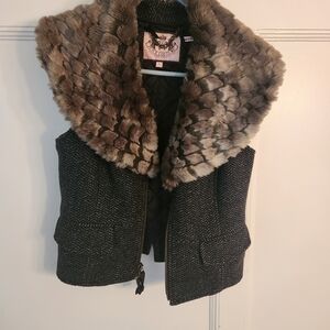 Juicy Couture cropped wool and faux fur vest